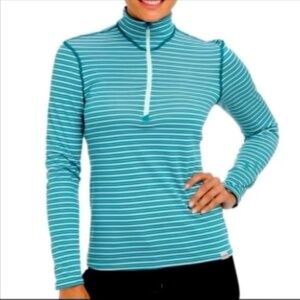 Patagonia Capilene 3 Midweight 1/4 Zip Pullover Teal Striped Women’s L